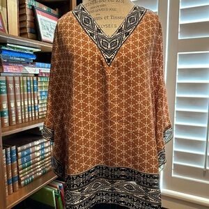 Belle by Kim Gravel Geometric Brown and Black Tunic